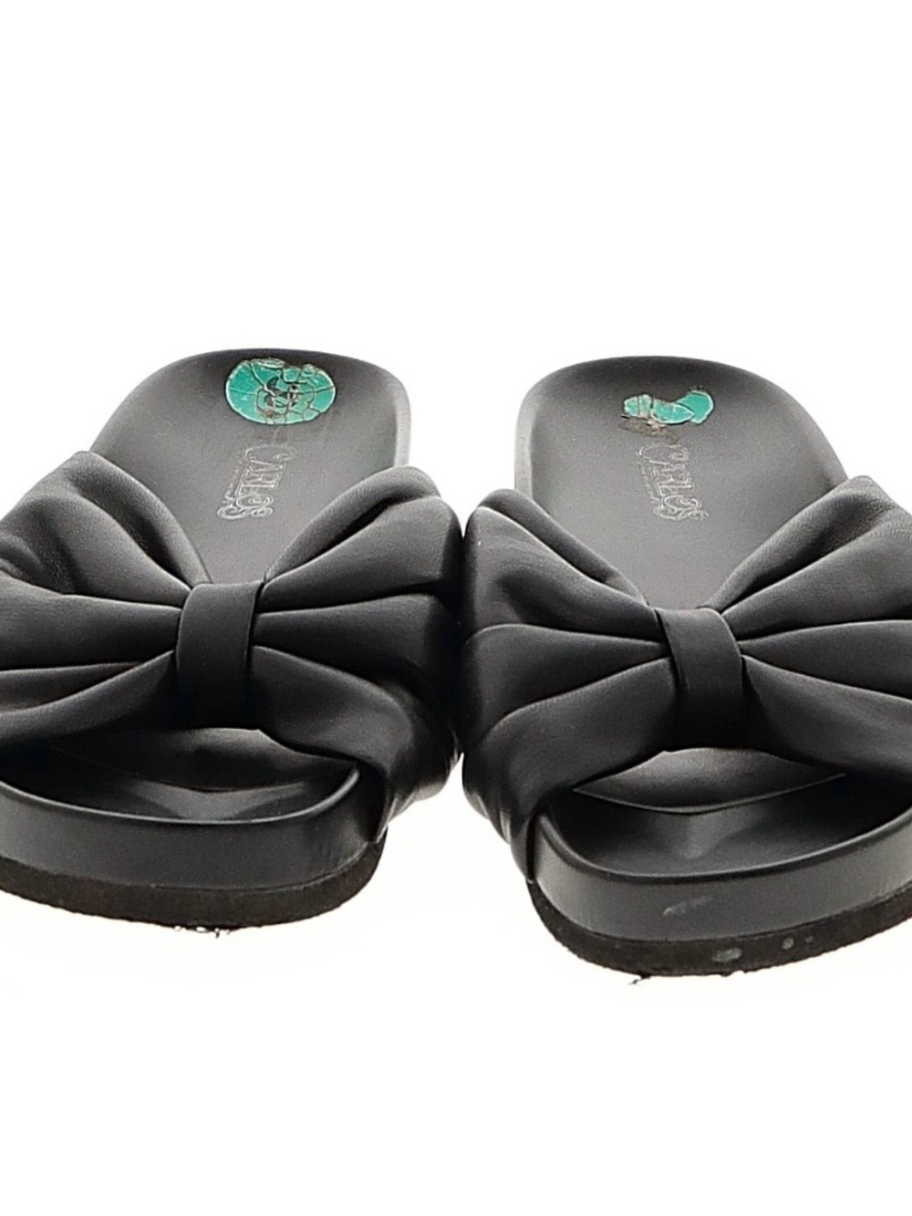 Carlos Santana Black Bow Slide Sandals
